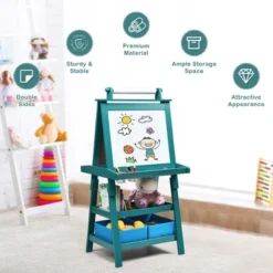 Costway 3 In 1 Double-Sided Wooden Kid's Art Easel Whiteboard -Toy Store GUEST 000b8535 bd97 42b1 89b6 04d11e03953f