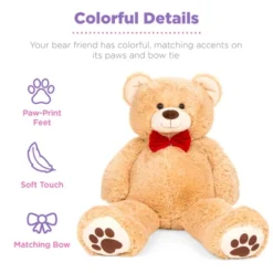 Best Choice Products 38in Giant Soft Plush Teddy Bear Stuffed Animal Toy W/ Bow Tie, Footprints -Toy Store GUEST 064bc590 f67d 4ce0 a208 d9cf3365565a