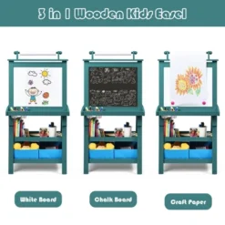 Costway 3 In 1 Double-Sided Wooden Kid's Art Easel Whiteboard -Toy Store GUEST 0d330f13 c068 4ca4 a42a e4c1e1808f43