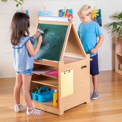Guidecraft Kids' Desk To Easel Art Cart 3 Guidecraft Kids' Desk To Easel Art Cart