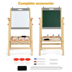 Costway Kids Art Easel W/ Whiteboard & Paper Roll Double Sided Chalkboard -Toy Store GUEST 22e76da1 a675 4ff4 8c0d c588eb1dfc2e