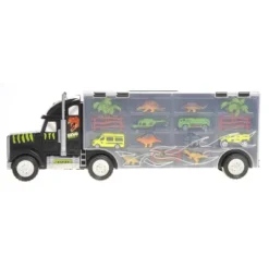Link Worldwide Ready! Set! Play! 22" Transport Carrier Truck, Toy Includes Dinosaurs, Cars, And Helicopter
