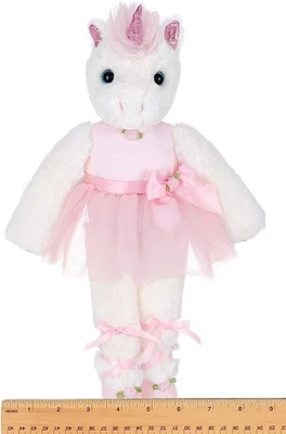Bearington Dreamer White Plush Unicorn Stuffed Animal Ballerina In Pink Ballet Outfit, 14 Inches 3 Bearington Dreamer White Plush Unicorn Stuffed Animal Ballerina In Pink Ballet Outfit, 14 Inches