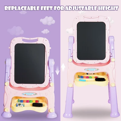 Costway Kids Easel For Two Adjustable Height Double Sided Art Easel 8 Costway Kids Easel For Two Adjustable Height Double Sided Art Easel - Image 6