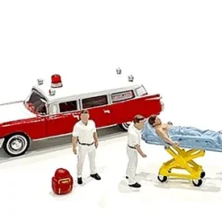 "Paramedic" 6 Piece Diecast Set (4 Figurines And 2 Accessories) For 1/64 Scale Models By American Diorama