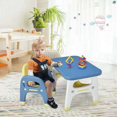 Costway Kids Dinosaur Table And Chair Set Activity Study Desk W/ Building Blocks 6 Costway Kids Dinosaur Table And Chair Set Activity Study Desk W/ Building Blocks - Image 4