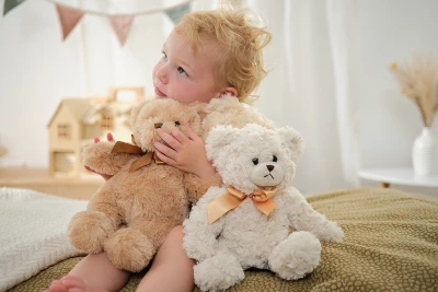 Bearington Huggles The Teddy Bear: Hand-Sewn 10 Tall Creamy White Stuffed Bear 4 Bearington Huggles The Teddy Bear: Hand-Sewn 10 Tall Creamy White Stuffed Bear - Image 2