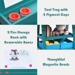 Costway 3 In 1 Double-Sided Wooden Kid's Art Easel Whiteboard -Toy Store GUEST 3dae7450 e10d 4eb0 909d c06203140690