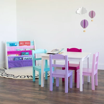 5pc Forever Kids' Wood Table And 4 Chair Set White - Humble Crew 5 5pc Forever Kids' Wood Table And 4 Chair Set White - Humble Crew - Image 3