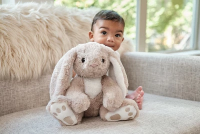 Bearington Boomer Taupe And White Plush Stuffed Animal Bunny Rabbit, 10.5 Inches 4 Bearington Boomer Taupe And White Plush Stuffed Animal Bunny Rabbit, 10.5 Inches - Image 2