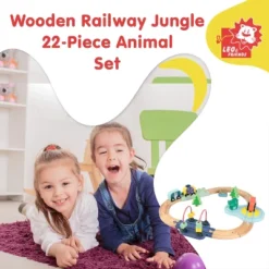Leo & Friends Wooden Railway Jungle 22-Piece Animal Set