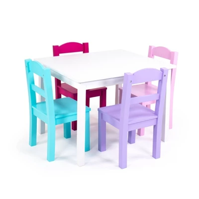 5pc Forever Kids' Wood Table And 4 Chair Set White - Humble Crew 3 5pc Forever Kids' Wood Table And 4 Chair Set White - Humble Crew
