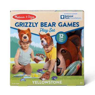Melissa & Doug Yellowstone National Park Grizzly Bear Games And Pretend Play Set With Plush Bear Heads And Bear Paw Gloves 4 Melissa & Doug Yellowstone National Park Grizzly Bear Games And Pretend Play Set With Plush Bear Heads And Bear Paw Gloves - Image 2