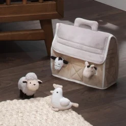 Lambs & Ivy Baby Farm Plush Barn With 4 Stuffed Animals Toy - Taupe/Gray/White -Toy Store GUEST 55762494 856b 4ee5 812d b7107d525a33