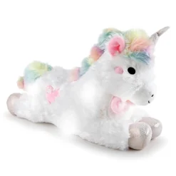 FAO Schwarz Glow Brights Toy Plush LED With Sound White Unicorn 15" Stuffed Animal
