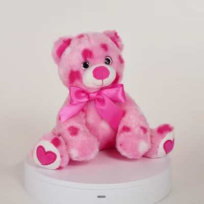 Bearington Pink Plush Stuffed Animal Teddy Bear With Hearts, 8.5 Inches 3 Bearington Pink Plush Stuffed Animal Teddy Bear With Hearts, 8.5 Inches
