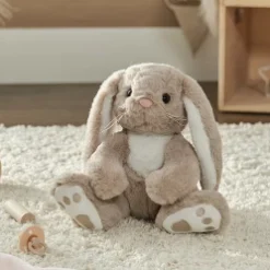 Bearington Boomer Taupe And White Plush Stuffed Animal Bunny Rabbit, 10.5 Inches