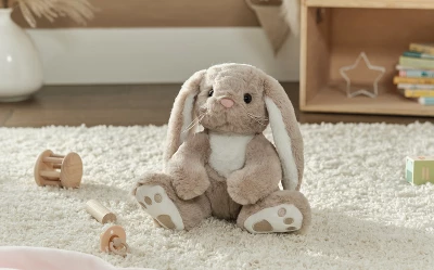 Bearington Boomer Taupe And White Plush Stuffed Animal Bunny Rabbit, 10.5 Inches 3 Bearington Boomer Taupe And White Plush Stuffed Animal Bunny Rabbit, 10.5 Inches