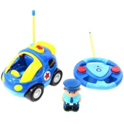 Link 4" Cartoon RC Police Car With Music, Lights & Action Figure, Remote Control Toy For Toddlers & Kids | Blue -Toy Store GUEST 5d12ae3b 4e47 414e a9b7 94abd3b2fb8f