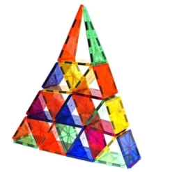 Mag Genius - 32 Pieces Of Colorful And Transparent Mathmatically Shaped Magnetic Building Tiles Play Set