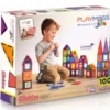 Playmags 100-Piece Magnetic Tiles Building Blocks Set, 3D Magnet Tiles For Kids