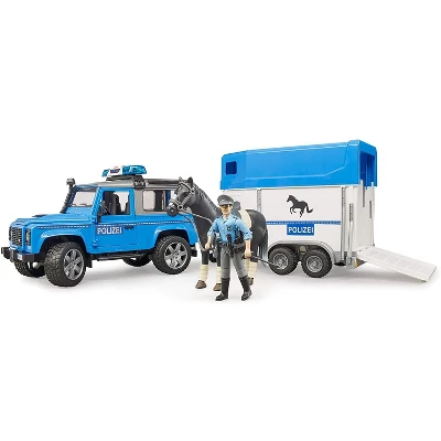 Bruder Land Rover Police With Horse Trailer And Police Man, With Light & Sound Module 4 Bruder Land Rover Police With Horse Trailer And Police Man, With Light & Sound Module - Image 2