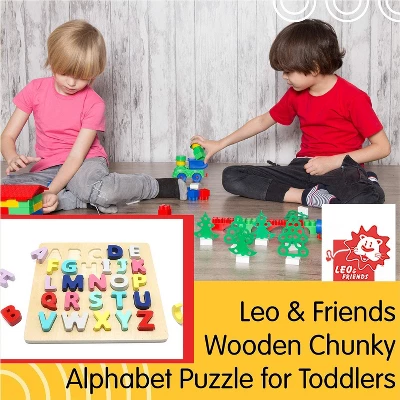 Leo & Friends Wooden Chunky Alphabet Puzzle For Toddlers 3 Leo & Friends Wooden Chunky Alphabet Puzzle For Toddlers
