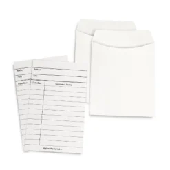 Hygloss Library Cards & Non-Adhesive Pockets Combo, White, 30 Each/60 Pieces Per Pack, 3 Packs