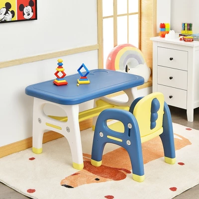 Costway Kids Dinosaur Table And Chair Set Activity Study Desk W/ Building Blocks 5 Costway Kids Dinosaur Table And Chair Set Activity Study Desk W/ Building Blocks - Image 3