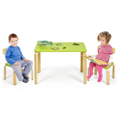 Costway 3 Piece Kids Wooden Table And 2 Chairs Set Children Activity Art Desk Furniture/Activity Art Desk Furniture 6 Costway 3 Piece Kids Wooden Table And 2 Chairs Set Children Activity Art Desk Furniture/Activity Art Desk Furniture - Image 4