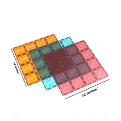 Mag Genius - 12-inch Colorful And Transparent Magnetic Stabilizing Tiles - 3 Pack