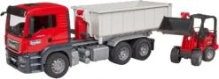 Bruder MAN TGS Truck With Roll-off Container And Schaeffer Loader