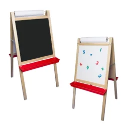 Crestline Products Deluxe Magnetic Paper Roll Easel, Dry Erase/Black Chalk