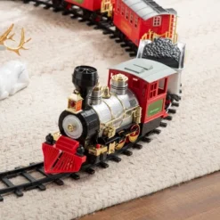Qaba Sounds & Lights Christmas Tree Train Set For Under The Tree With Large Tracks, North Pole Express Train Set Holiday Toy For Kids, Christmas Gift -Toy Store GUEST 8ec514bc 23cd 4be6 95b1 ce13ae490aef