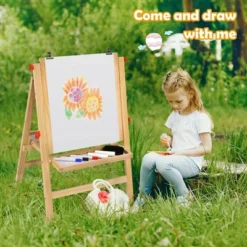 Costway Kids Art Easel W/ Whiteboard & Paper Roll Double Sided Chalkboard -Toy Store GUEST 8fac832d f04f 41a3 a082 58df1c9649f7