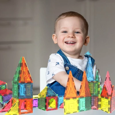 Mag Genius - 60 Pieces Of Mathematically Shaped Colorful And Transparent Magnetic Building Tiles 4 Mag Genius - 60 Pieces Of Mathematically Shaped Colorful And Transparent Magnetic Building Tiles - Image 2