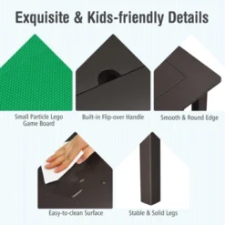 Costway 2-in-1 Kids Double-sided Activity Building Block Table W/ Drawers Brown -Toy Store GUEST 96cdcc01 ccb2 462a aa8c 809c387d35cf