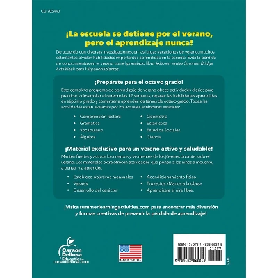 Carson Dellosa Education Summer Bridge Activities Spanish, Grade 7-8 3 Carson Dellosa Education Summer Bridge Activities Spanish, Grade 7-8