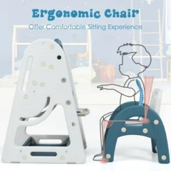 Costway 2 In 1 Kids Easel Desk Chair Set Book Rack Adjustable Art Painting Board Blue/Gray -Toy Store GUEST 9903e205 46c3 45d6 8098 b4fea6e464fb