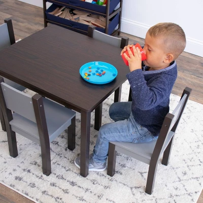 5pc Sumatra Modern Toddler Table And 4 Chairs Set Espresso/Gray - Humble Crew 4 5pc Sumatra Modern Toddler Table And 4 Chairs Set Espresso/Gray - Humble Crew - Image 2