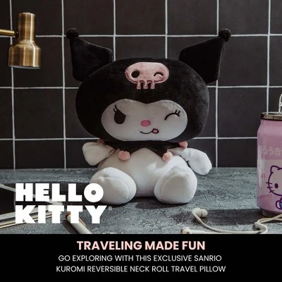 HELLO KITTY Surreal Entertainment Sanrio Kuromi Reversible Neck Roll Pillow And Plush Toy 3 HELLO KITTY Surreal Entertainment Sanrio Kuromi Reversible Neck Roll Pillow And Plush Toy