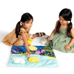Manhattan Toy Sunny Day 11-Piece Decorative Soft Quilted Jumbo Floor Or Table Tic Tac Toe Game For Kids