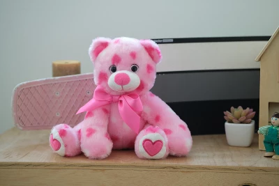 Bearington Pink Plush Stuffed Animal Teddy Bear With Hearts, 8.5 Inches 5 Bearington Pink Plush Stuffed Animal Teddy Bear With Hearts, 8.5 Inches - Image 3