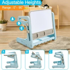 Costway 2 In 1 Kids Easel Table & Chair Set Adjustable Art Painting Board Gray/Blue/Light Pink -Toy Store GUEST ab516783 b433 4ff7 a4e6 351951f0878c