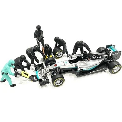 Formula One F1 Pit Crew 7 Figurine Set Team Black For 1/43 Scale Models By American Diorama 4 Formula One F1 Pit Crew 7 Figurine Set Team Black For 1/43 Scale Models By American Diorama - Image 2