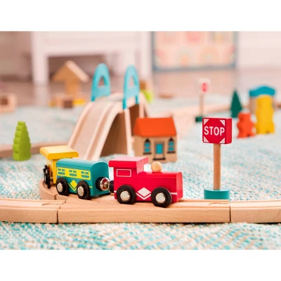 B. Toys Wooden Train Set - Wood & Wheels 5 B. Toys Wooden Train Set - Wood & Wheels - Image 3