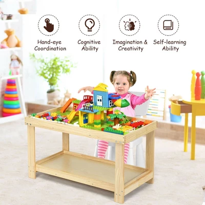 Costway Solid Wood Kids Activity Play Table Block Table Multifunction W/Storage 7 Costway Solid Wood Kids Activity Play Table Block Table Multifunction W/Storage - Image 5