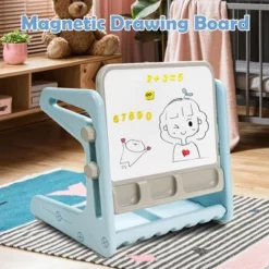 Costway 2 In 1 Kids Easel Table & Chair Set Adjustable Art Painting Board Gray/Blue/Light Pink -Toy Store GUEST b0b5adb9 7397 43a0 9e9a cd3187de6eba