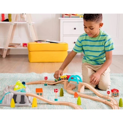 B. Toys Wooden Train Set - Wood & Wheels 3 B. Toys Wooden Train Set - Wood & Wheels