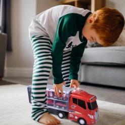 Fun Little Toys 12-in-1 Fire Truck Carrier Toy With Sound 13pc -Toy Store GUEST b52eae54 effa 401a a9e7 fb2c2e12a601